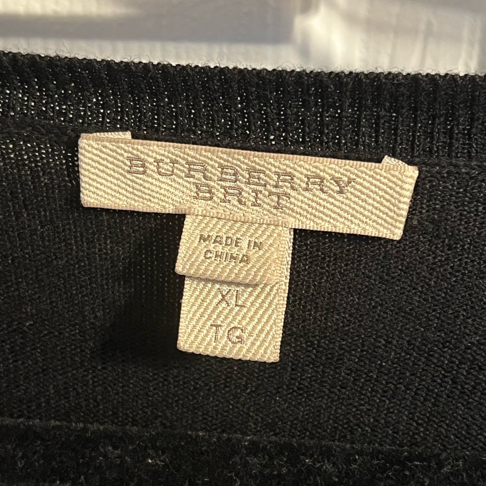 Black V Neck Burberry Sweater size XL